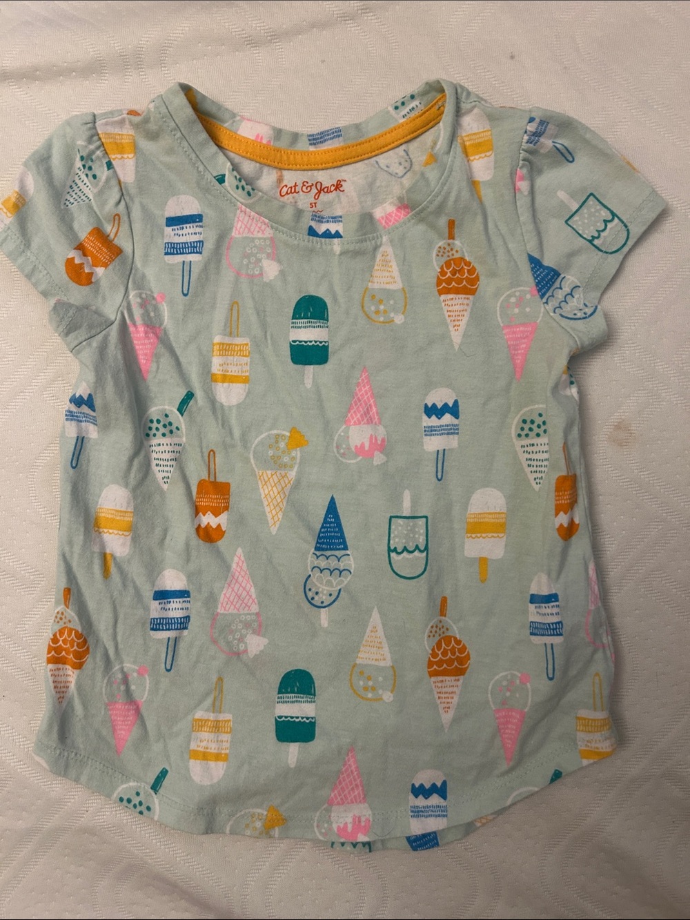 Cat & Jack Mint Short Sleeve Tee with Colorful Ice Cream & Popsicle Pattern